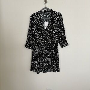 Zara Black and White Floral Dress